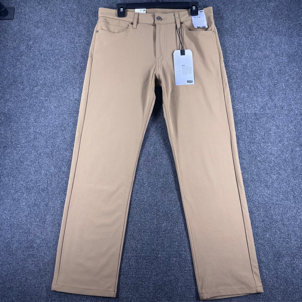 Levi's 511 Slim Tech Pants Mens 32x29 Tan Khaki Stretch Cooling UPF 50+ NWT